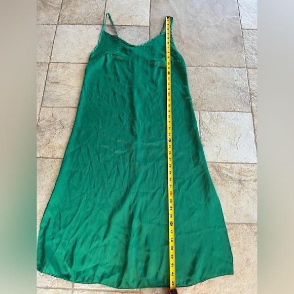 Anthropologie See You Monday Satin Slip Dress M Green Midi Fairycore Balletcore - Picture 11 of 11